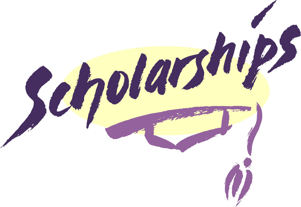 scholarships graphic with purple outlined cap