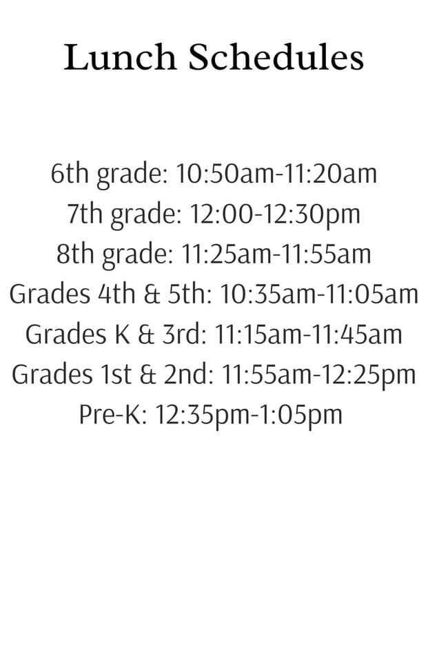 Lunch schedules